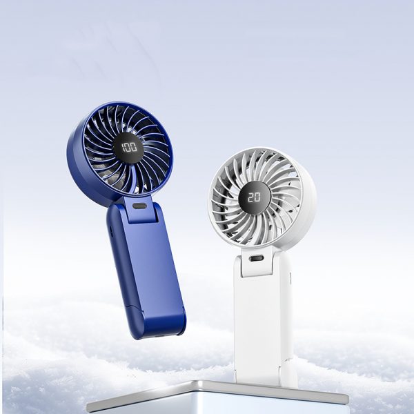 Handheld Folding Fan Portable Hanging Neck Outdoor Small Fan Digital Display 100-speed Food Supplement Desktop Integrated Fan - Image 6