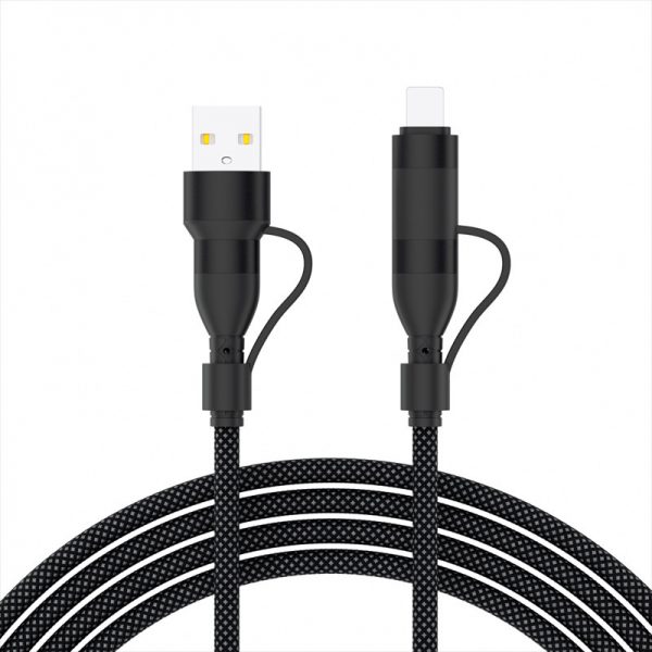 100W Macaron 2 in 2 Braided Cable 4 in 1 Super Fast Charge Cable for iPhone Huawei Xiaomi iPad - Image 2