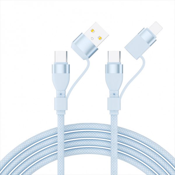 100W Macaron 2 in 2 Braided Cable 4 in 1 Super Fast Charge Cable for iPhone Huawei Xiaomi iPad - Image 4