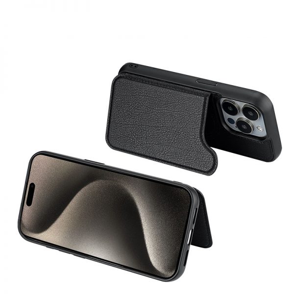 for iPhone 16 MagSafe Card Slot Wallet Mobile Phone Case Advanced Luxury Retro Stand Cover - Image 2
