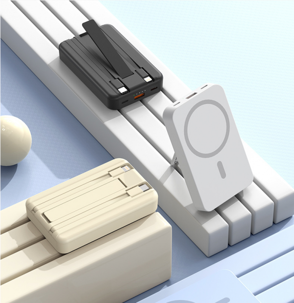MagSafe Power Bank 10000mAh with Type-C Lightning Built-in Cable Holder LED Indicator Light Wireless Charger - Image 5