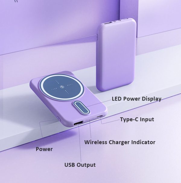 Magnetic Power Bank 10000mAh Ultra-thin Wireless Portable Charger with LED Power Display - Image 6