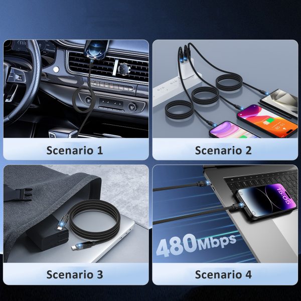 Automatic Magnetic Suction Foldable 1m PD Type-C to Lightning Charging Cable Mobile Phone Storage Fast Charging Cable with Light for iPhone 14 15 16 iPad Macbook Pro - Image 6