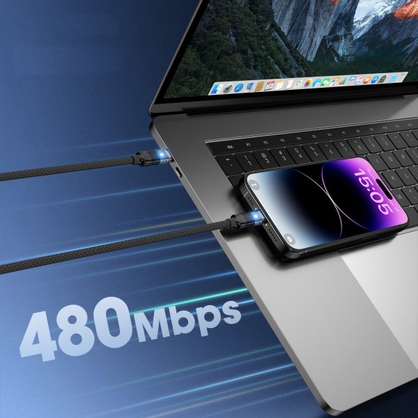 Automatic Magnetic Suction Foldable 1m PD Type-C to Lightning Charging Cable Mobile Phone Storage Fast Charging Cable with Light for iPhone 14 15 16 iPad Macbook Pro - Image 5