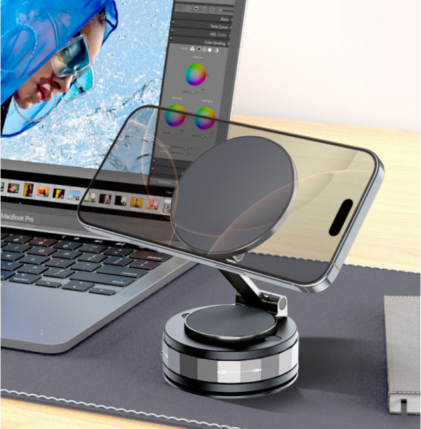 Magnetic Car Mobile Phone Stand Vacuum Suction Cup Rotation Cell Phone Holder - Image 3