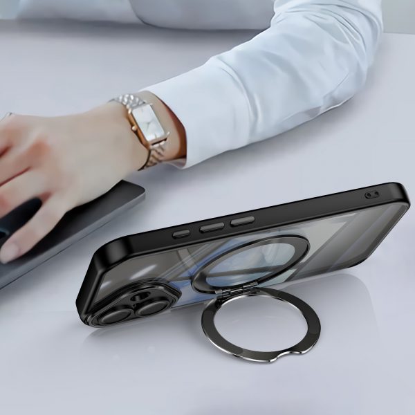 360° Rotation MagSafe Case for iPhone 12 13 14 15 16 17 Pro Max Acrylic TPU Phone Case with Stand - Image 3