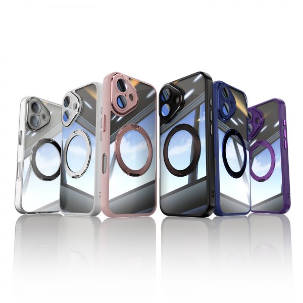 360° Rotation MagSafe Case for iPhone 12 13 14 15 16 17 Pro Max Acrylic TPU Phone Case with Stand - Image 8