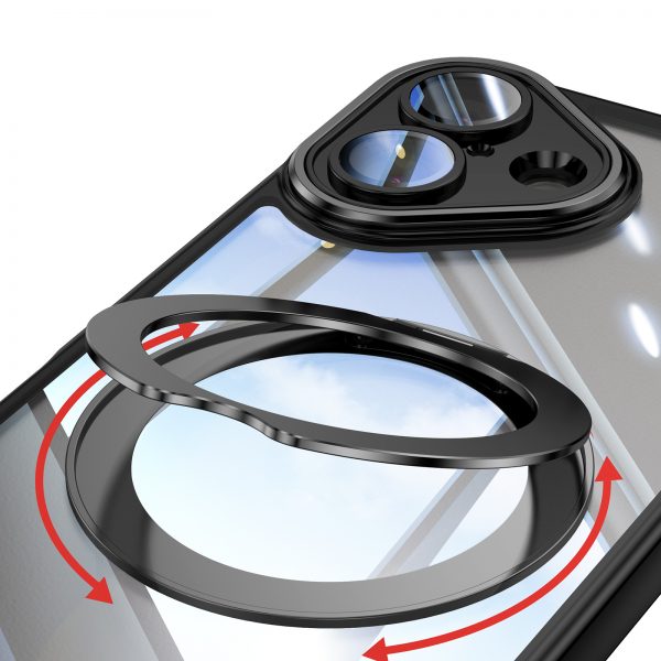 360° Rotation MagSafe Case for iPhone 12 13 14 15 16 17 Pro Max Acrylic TPU Phone Case with Stand - Image 4
