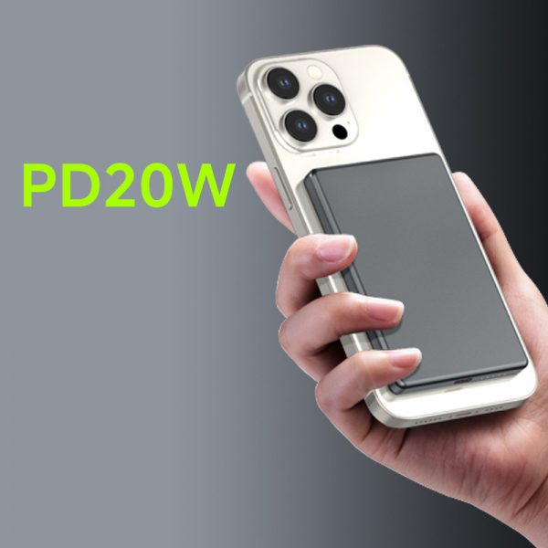 Portable Ultra-thin Aluminum Alloy 5000mAh 10000mAh Magnetic Wireless Charger Power Bank - Image 4