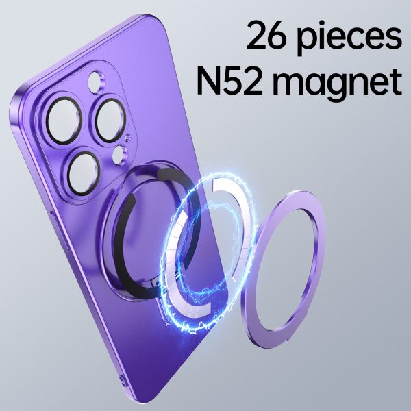 Skin Feel All-inclusive Lens Film MagSafe Case with Stand Dust Proof Net for Apple iPhone 12 13 14 15 16 Pro Max - Image 6