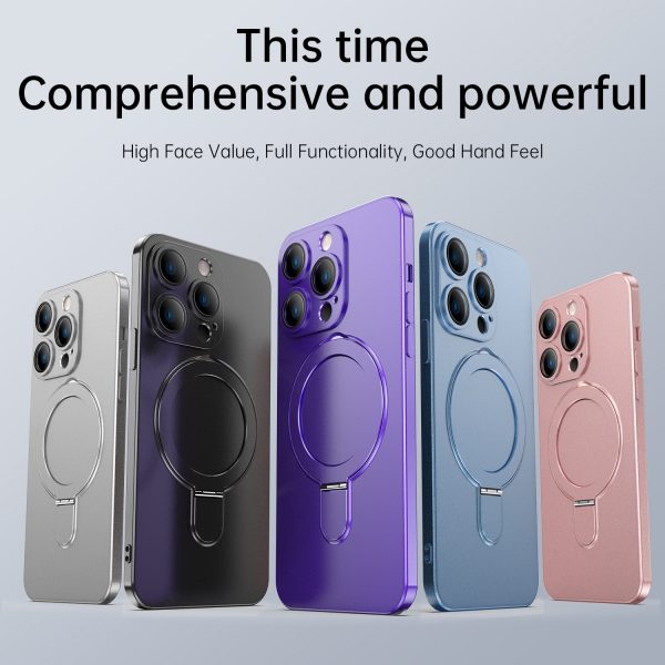 Skin Feel All-inclusive Lens Film MagSafe Case with Stand Dust Proof Net for Apple iPhone 12 13 14 15 16 Pro Max - Image 7