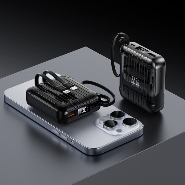 Suitcase Portable Charger with Built in Cable 10000mAh Travel Essentials Power Bank for Smartphone - Image 3