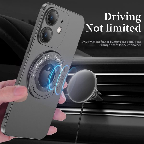 Skin Feel U Shape MagSafe Holder Case for Apple iPhone 11 12 13 14 15 16 16E with Dust Proof Net Tempered Glass Lenses - Image 5
