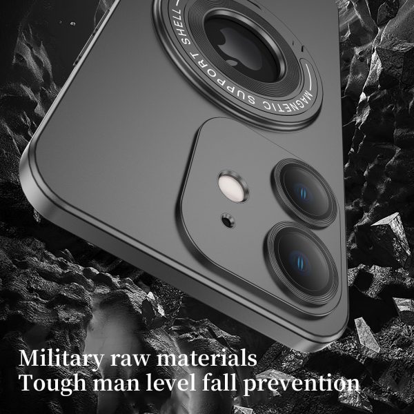 Skin Feel U Shape MagSafe Holder Case for Apple iPhone 11 12 13 14 15 16 16E with Dust Proof Net Tempered Glass Lenses - Image 4