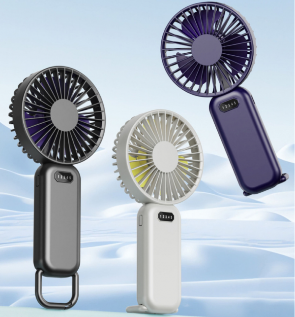 Handheld Small Fan Long Battery Life Portable Stand Outdoor USB Charging Carabiner Digital Display Fan - Image 5