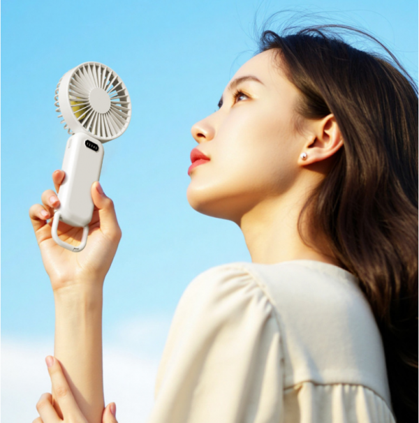 Handheld Small Fan Long Battery Life Portable Stand Outdoor USB Charging Carabiner Digital Display Fan - Image 4