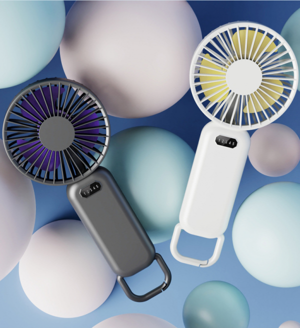 Handheld Small Fan Long Battery Life Portable Stand Outdoor USB Charging Carabiner Digital Display Fan - Image 2