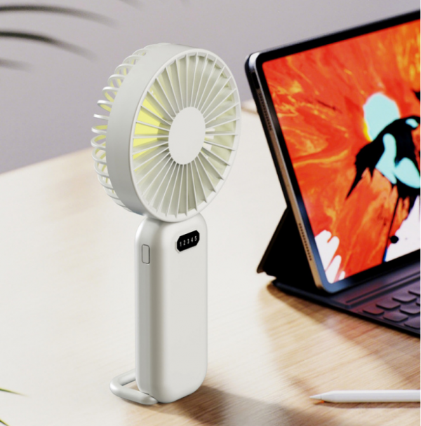 Handheld Small Fan Long Battery Life Portable Stand Outdoor USB Charging Carabiner Digital Display Fan - Image 3