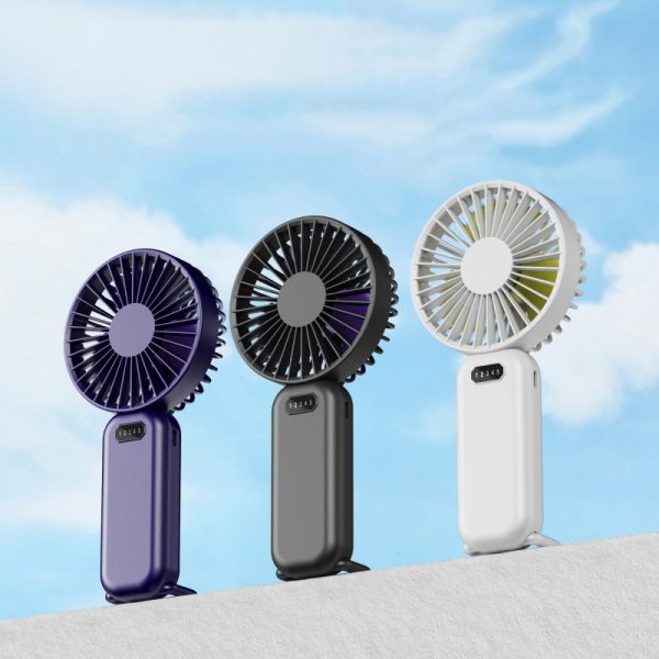 Handheld Small Fan Long Battery Life Portable Stand Outdoor USB Charging Carabiner Digital Display Fan - Image 6