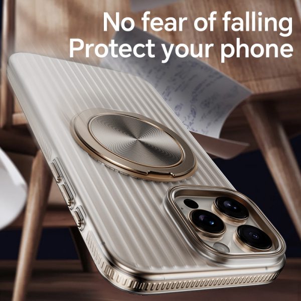 Fully Electroplated Corrugated MagSafe Case for iPhone 15 16 Pro Max Rotation Dida Bracket Independent Metal Buttons Case - Image 6