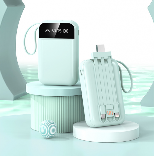 Mini Built-cable Power Bank 10000mAh 20000mAh Digital Display Battery Pack 10W USB Type-C Battery Pack - Image 2