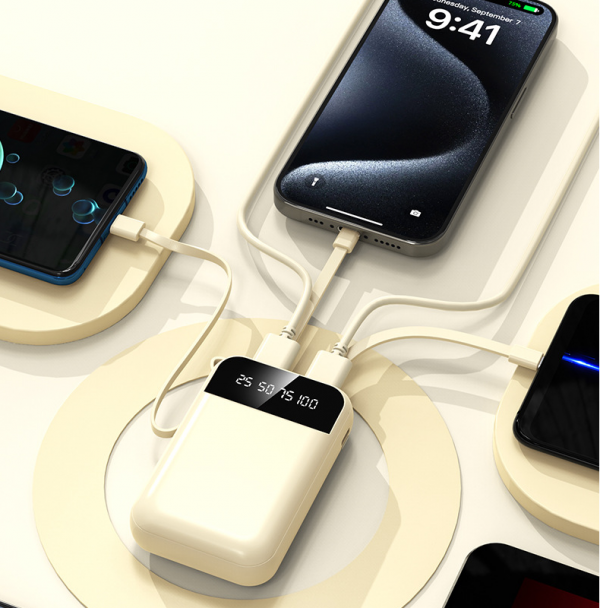 Mini Built-cable Power Bank 10000mAh 20000mAh Digital Display Battery Pack 10W USB Type-C Battery Pack - Image 3