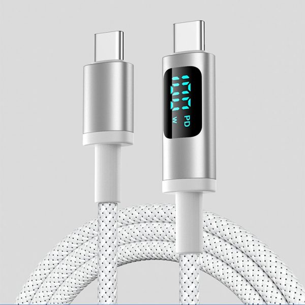 100W Digital Display Super Fast Charging Cable Type-C to Type-C for iPhone 15 16 Macbook PD Cable - Image 3