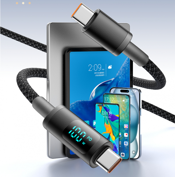 100W Digital Display Super Fast Charging Cable Type-C to Type-C for iPhone 15 16 Macbook PD Cable - Image 7