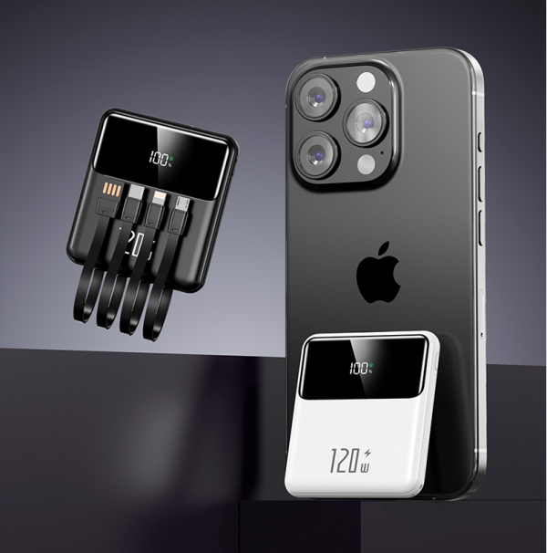 Mini Portable Built-cable 10000mAh Super Fast Charge Power Bank USB Micro Type-C Lightning 20000mAh Battery Pack - Image 2