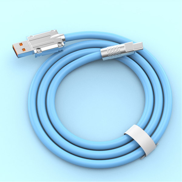 Mobile Phone 120W Liquid Silicone Zinc Alloy USB Cable with Charging Light for iPhone Samsung Huawei Xiaomi - Image 4