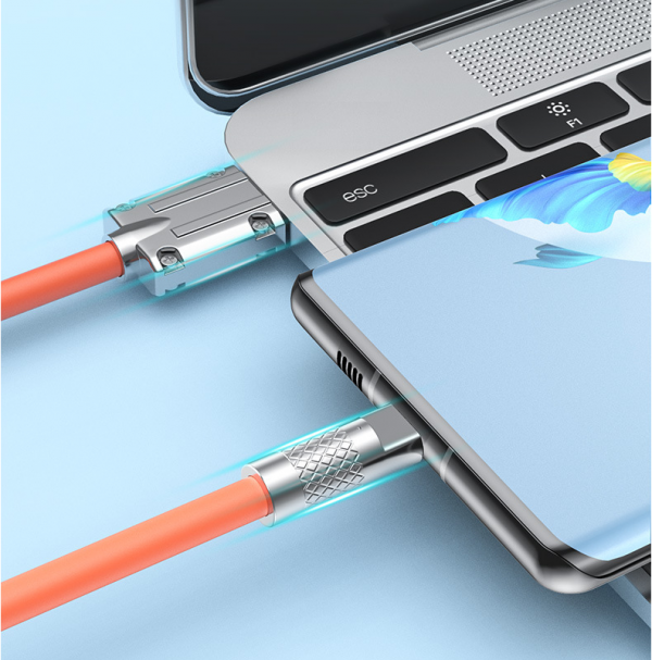Mobile Phone 120W Liquid Silicone Zinc Alloy USB Cable with Charging Light for iPhone Samsung Huawei Xiaomi - Image 7