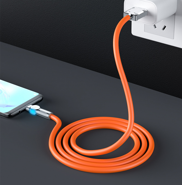 Liquid Silicone 180° Rotation Zinc Alloy USB Fast Charging Data Cable for Android iPhone Huawei Phone - Image 5