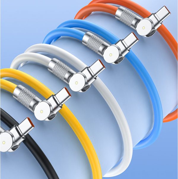 Liquid Silicone 180° Rotation Zinc Alloy USB Fast Charging Data Cable for Android iPhone Huawei Phone - Image 6