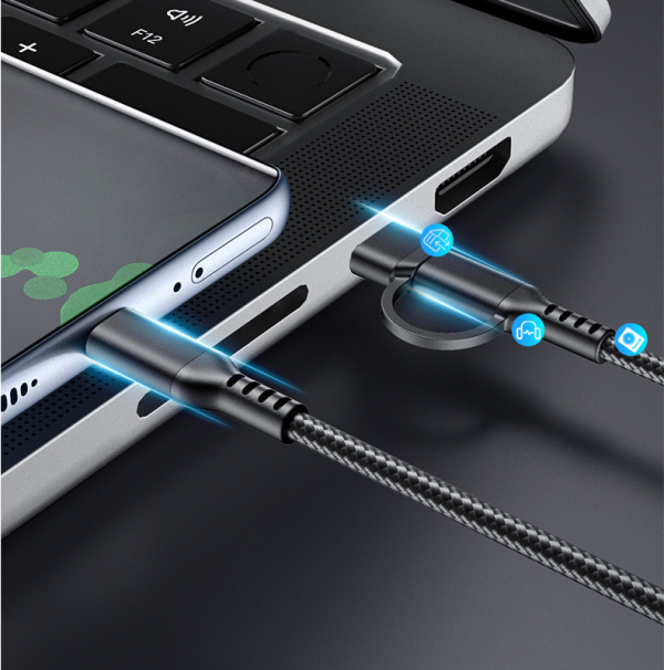 USB+Type-C to Type-C 2 in 1 Nylon Braided Fast Charging Data Cable for iPhone Samsung Xiaomi Huawei Phone - Image 2
