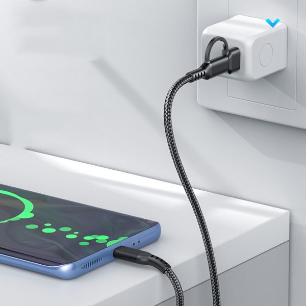 USB+Type-C to Type-C 2 in 1 Nylon Braided Fast Charging Data Cable for iPhone Samsung Xiaomi Huawei Phone - Image 3