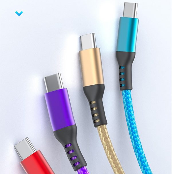 USB+Type-C to Type-C 2 in 1 Nylon Braided Fast Charging Data Cable for iPhone Samsung Xiaomi Huawei Phone - Image 4