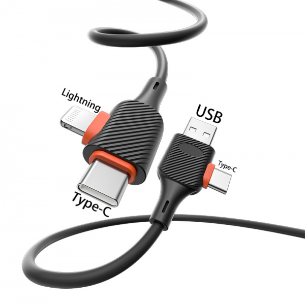 Multifunctional 4-in-1 Data Cable USB Type-C to Lightning Silicone PD Cable for iPhone Samsung Huawei Xiaomi - Image 2