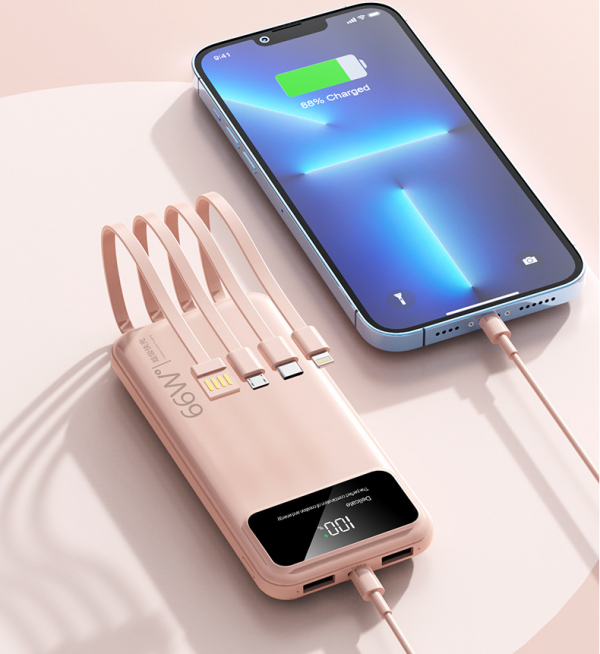 PD 20W Quick Charge Built-in Cable Power Bank 20000mAh Super Fast Charging 22.5W with Digital Display Battery Pack - Image 6