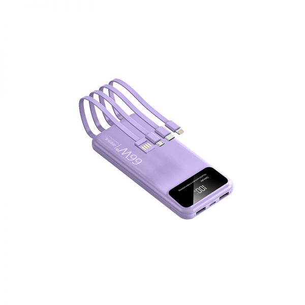 PD 20W Quick Charge Built-in Cable Power Bank 20000mAh Super Fast Charging 22.5W with Digital Display Battery Pack - Image 2