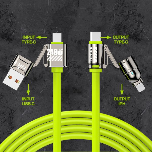 Silicone 4 in 1 Super Fast 240W Charging Cable USB Type-C to Type-C Lightning Data Cable for iPhone Huawei Xiaomi Samsung Macbook Laptops - Image 2