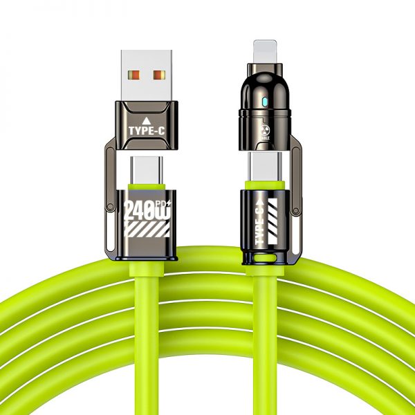 Silicone 4 in 1 Super Fast 240W Charging Cable USB Type-C to Type-C Lightning Data Cable for iPhone Huawei Xiaomi Samsung Macbook Laptops - Image 3