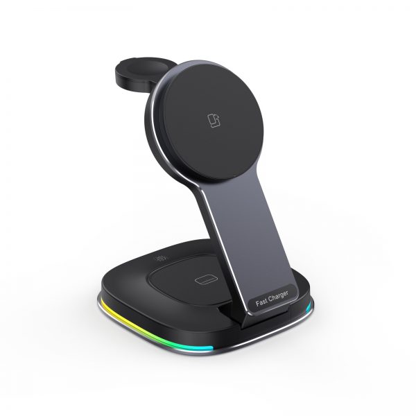 15W MagSafe Folding Fast Charging 3 in 1 Wireless Charger Stand with LED Light for iPhone iWatch AirPods - Image 2