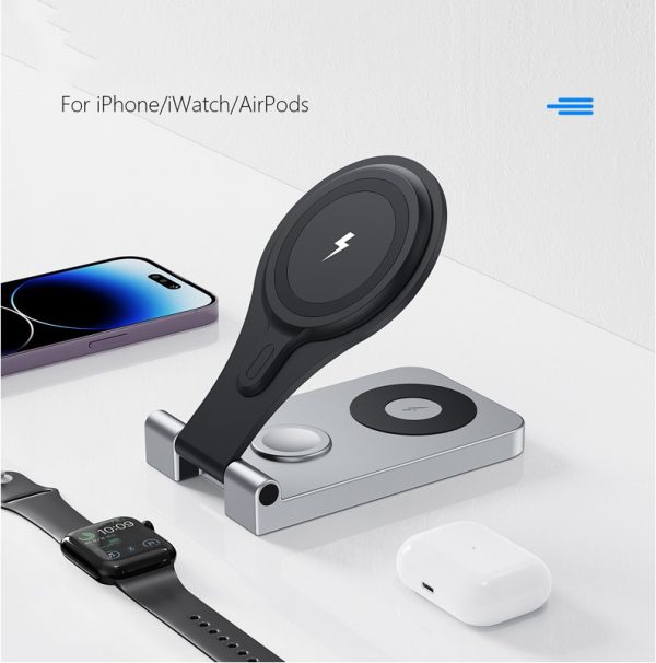 AirPods iWatch iPhone 15 16 Folding MagSafe 15W Wireless Charger Stand - Image 6