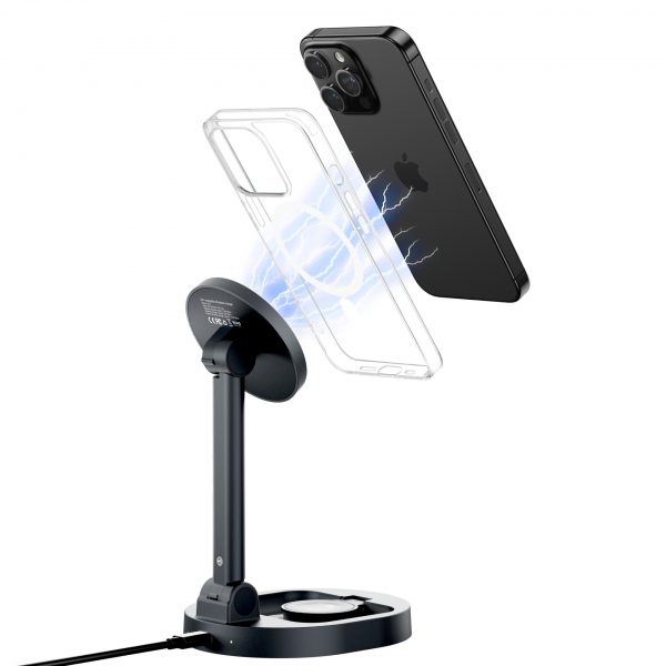 Portable Folding MagSafe 15W Wireless Charger Stand for iWath AirPods iPhone Samsung Galaxy Smartphone - Image 4