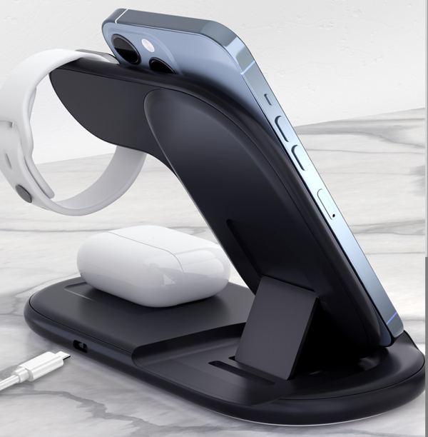 15W Fast Charging Smart Three-chips Folding MagSafe 3 in 1 Wireless Charger for iPhone Samsung Galaxy - Image 4