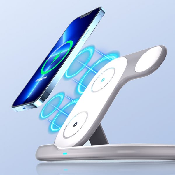 15W Fast Charging Smart Three-chips Folding MagSafe 3 in 1 Wireless Charger for iPhone Samsung Galaxy - Image 5