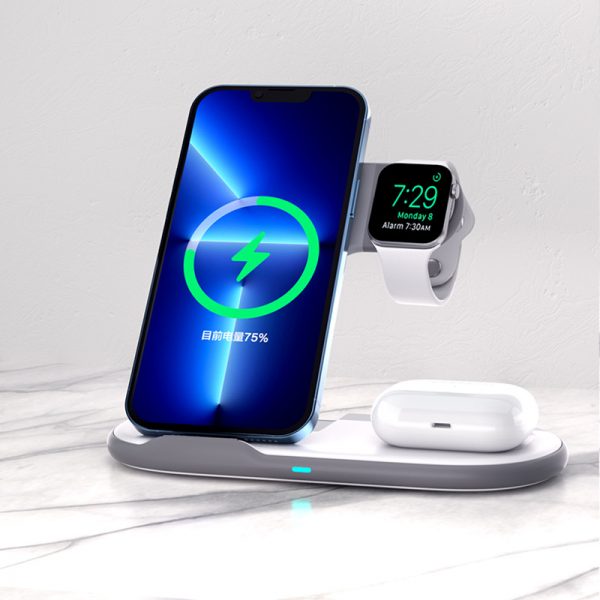 15W Fast Charging Smart Three-chips Folding MagSafe 3 in 1 Wireless Charger for iPhone Samsung Galaxy - Image 3
