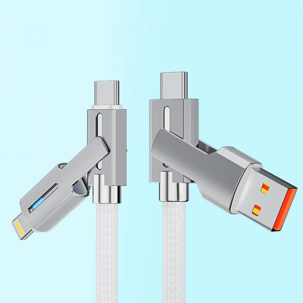 100W Ziny Alloy Nylon Braided 4 in 1 Type-C Lightning USB Fast Charging Cable for iPhone 15 16 Huawei Samsung Phone100W Ziny Alloy Nylon Braided 4 in 1 Type-C Lightning USB Fast Charging Cable for iPhone 15 16 Huawei Samsung Phone - Image 2