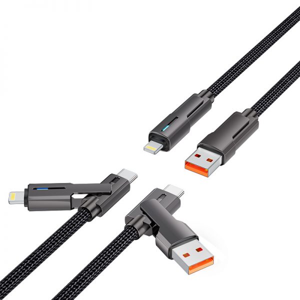 100W Ziny Alloy Nylon Braided 4 in 1 Type-C Lightning USB Fast Charging Cable for iPhone 15 16 Huawei Samsung Phone100W Ziny Alloy Nylon Braided 4 in 1 Type-C Lightning USB Fast Charging Cable for iPhone 15 16 Huawei Samsung Phone - Image 3