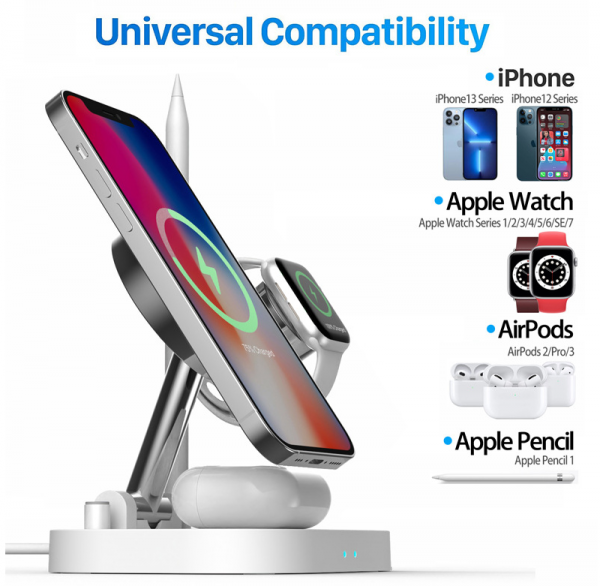 4 in 1 MagSafe Wireless Charger for Apple iWatch Pencil iPhone Universal Compatibility Charger with LED Indicator - Image 4